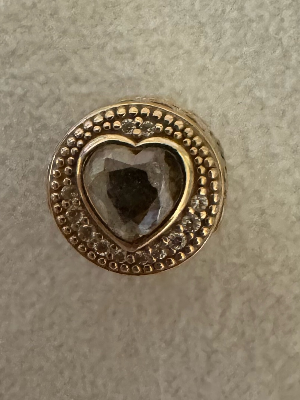 Gold-Tone Heart Charm Pendant with Clear Crystal Accent